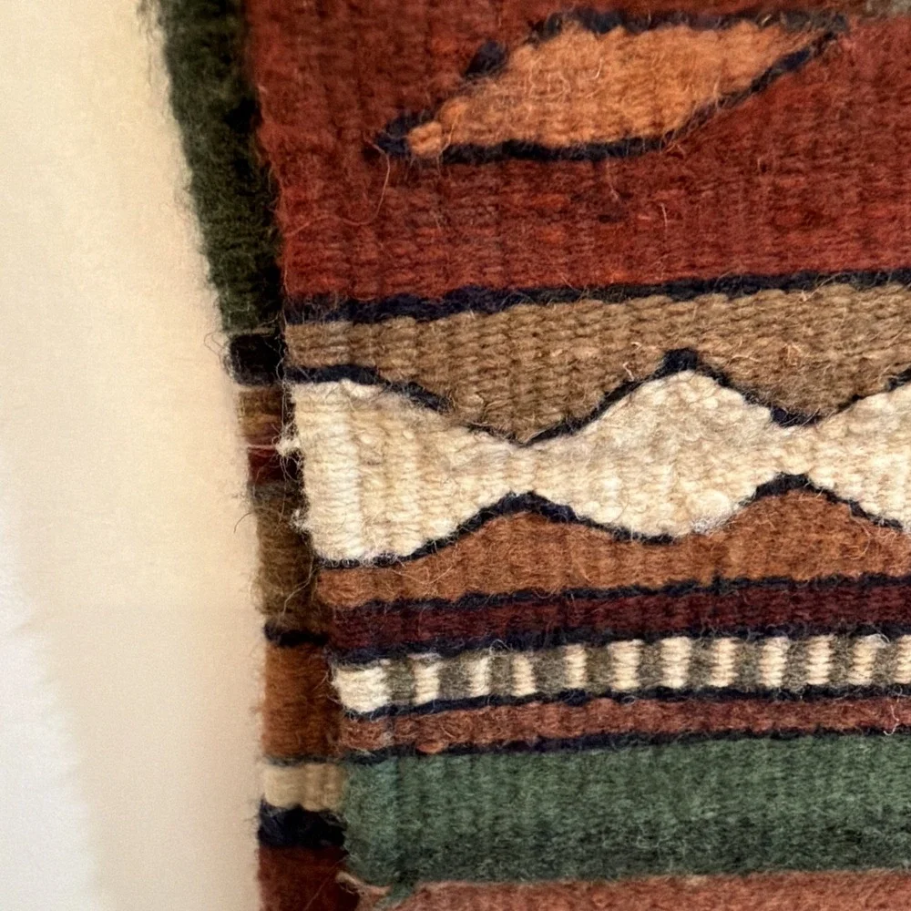 Vintage Mexican Zapotec Handwoven Wool Table Runner Southwest Eye Dazzler